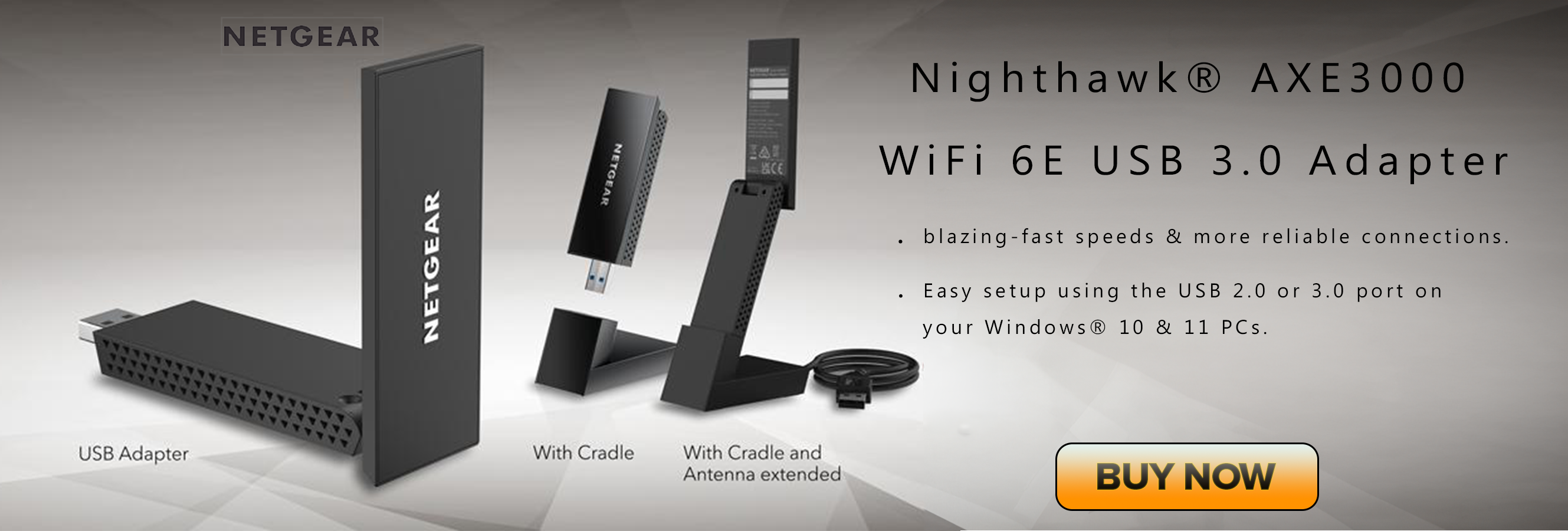 Netgear Nighthawk AXE3000 WiFi 6E USB 3.0 Adapter (A8000-100PAS)